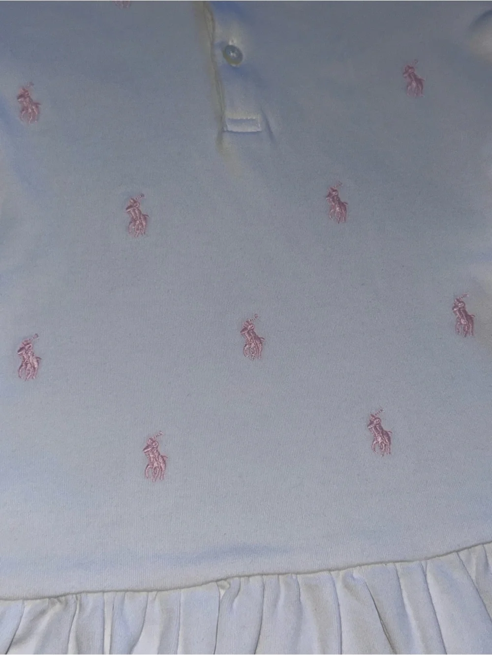 Ralph Lauren Girls 24M White Pink Pony Polo Dress Bloomer Set